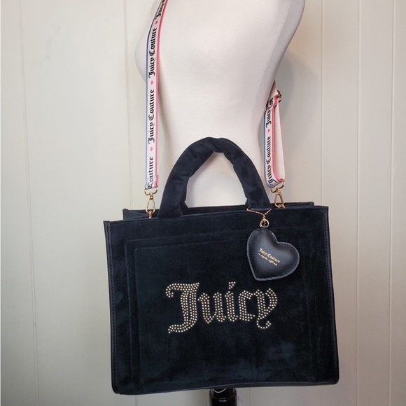 JUICY COUTURE black liquorice velour big spender tote NWT $100 - Picture 2 of 9